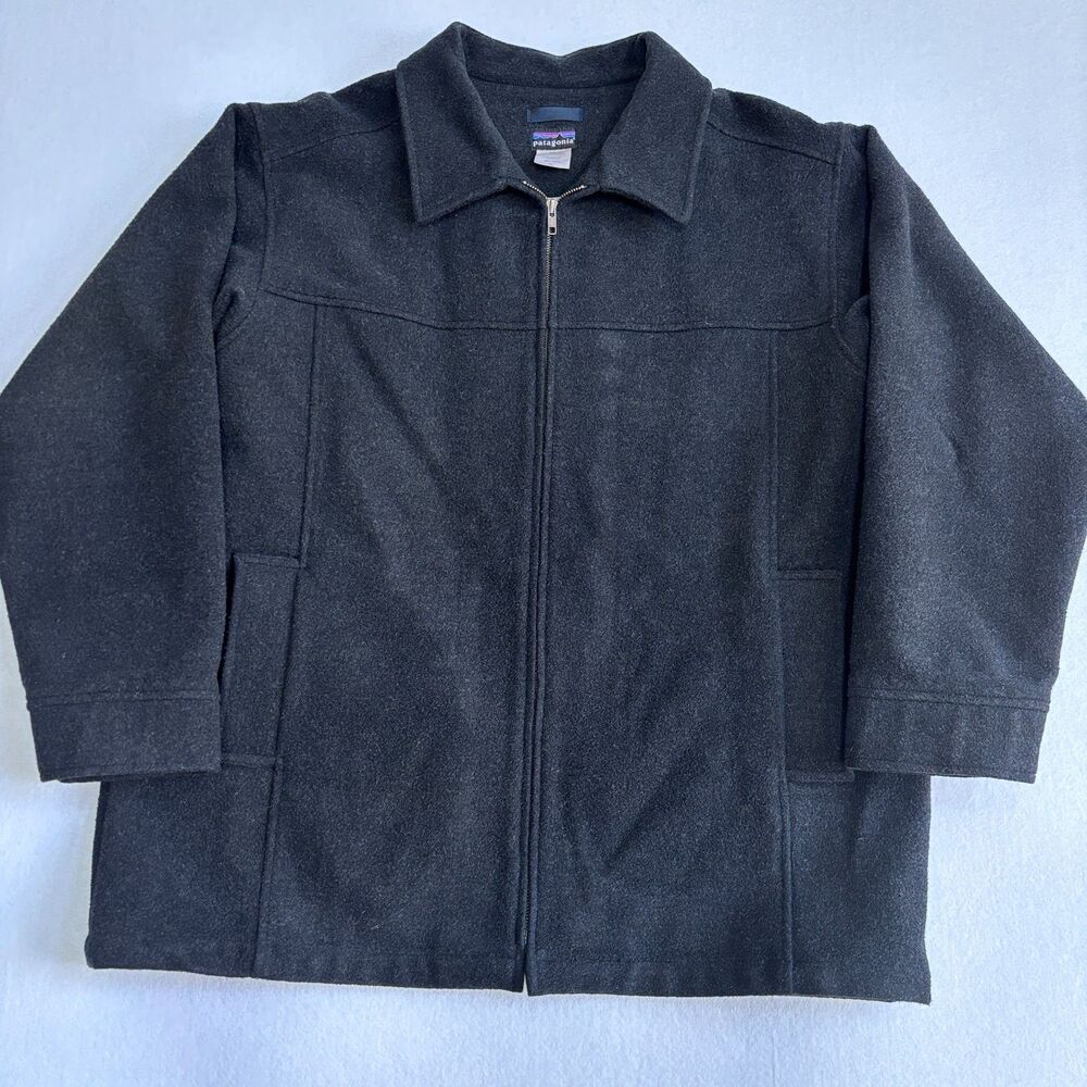 Patagonia Vintage M's Metro Wool Nylon Coat Jacket Men's XL Dark Gray Full Zip